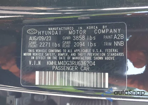 2024 Hyundai Elantra Sel z USA, uszkodzony, nr VIN KMHLM4DG3RU636204